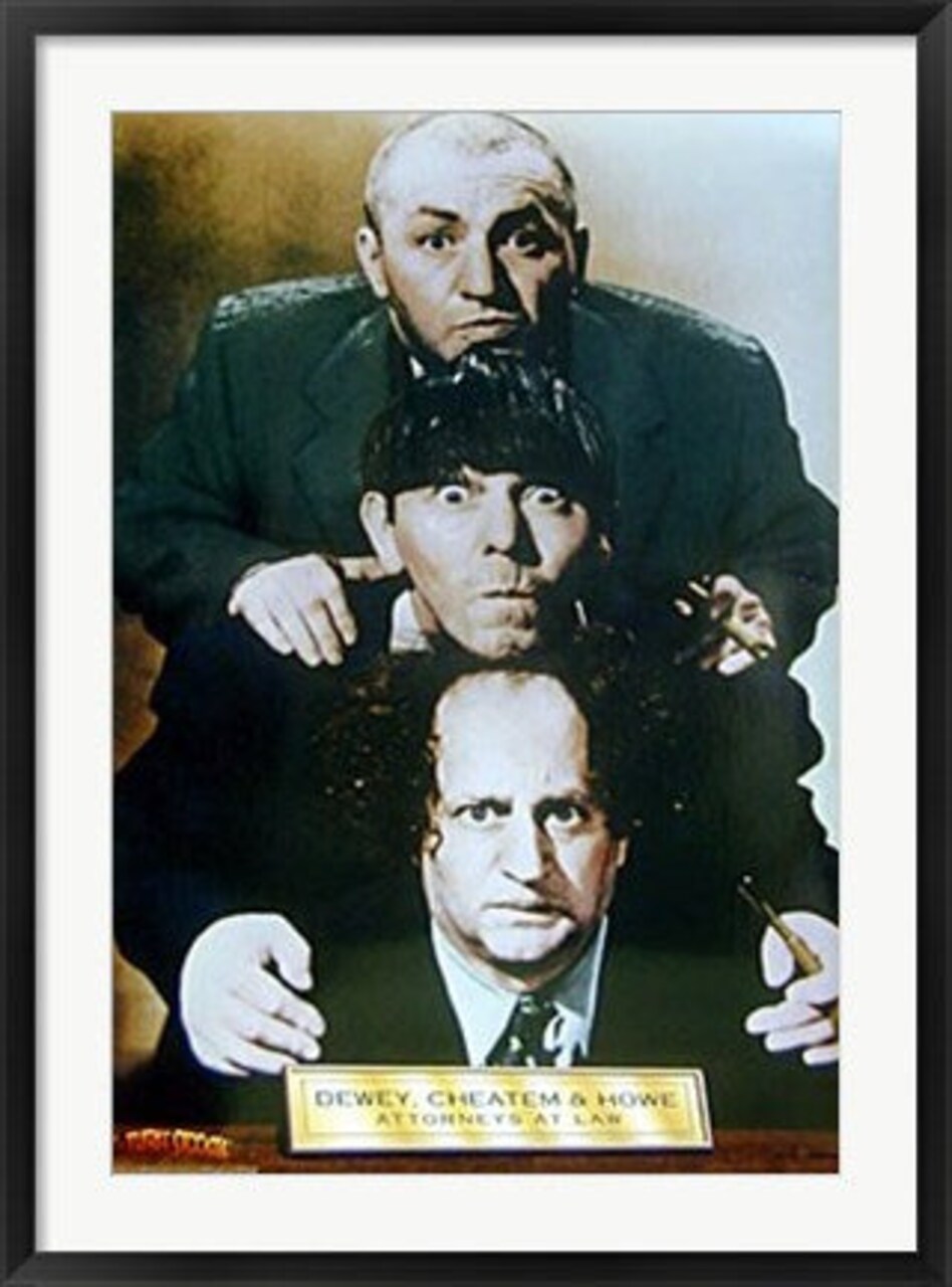 Framed Art The Three Stooges: Dewey, Cheatem & Howe Wall - Classic Comedy Décor 36x24